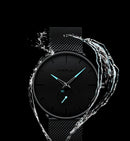Relógio CRRJU Slim Black - Estilo Elegante com Design Ultra Fino, Movimento Quartzo
