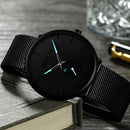 Relógio CRRJU Slim Black - Estilo Elegante com Design Ultra Fino, Movimento Quartzo
