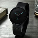 Relógio CRRJU Slim Black - Estilo Elegante com Design Ultra Fino, Movimento Quartzo