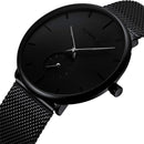 Relógio CRRJU Slim Black - Estilo Elegante com Design Ultra Fino, Movimento Quartzo