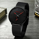 Relógio CRRJU Slim Black - Estilo Elegante com Design Ultra Fino, Movimento Quartzo