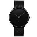 Relógio CRRJU Slim Black - Estilo Elegante com Design Ultra Fino, Movimento Quartzo