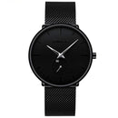 Relógio CRRJU Slim Black - Estilo Elegante com Design Ultra Fino, Movimento Quartzo
